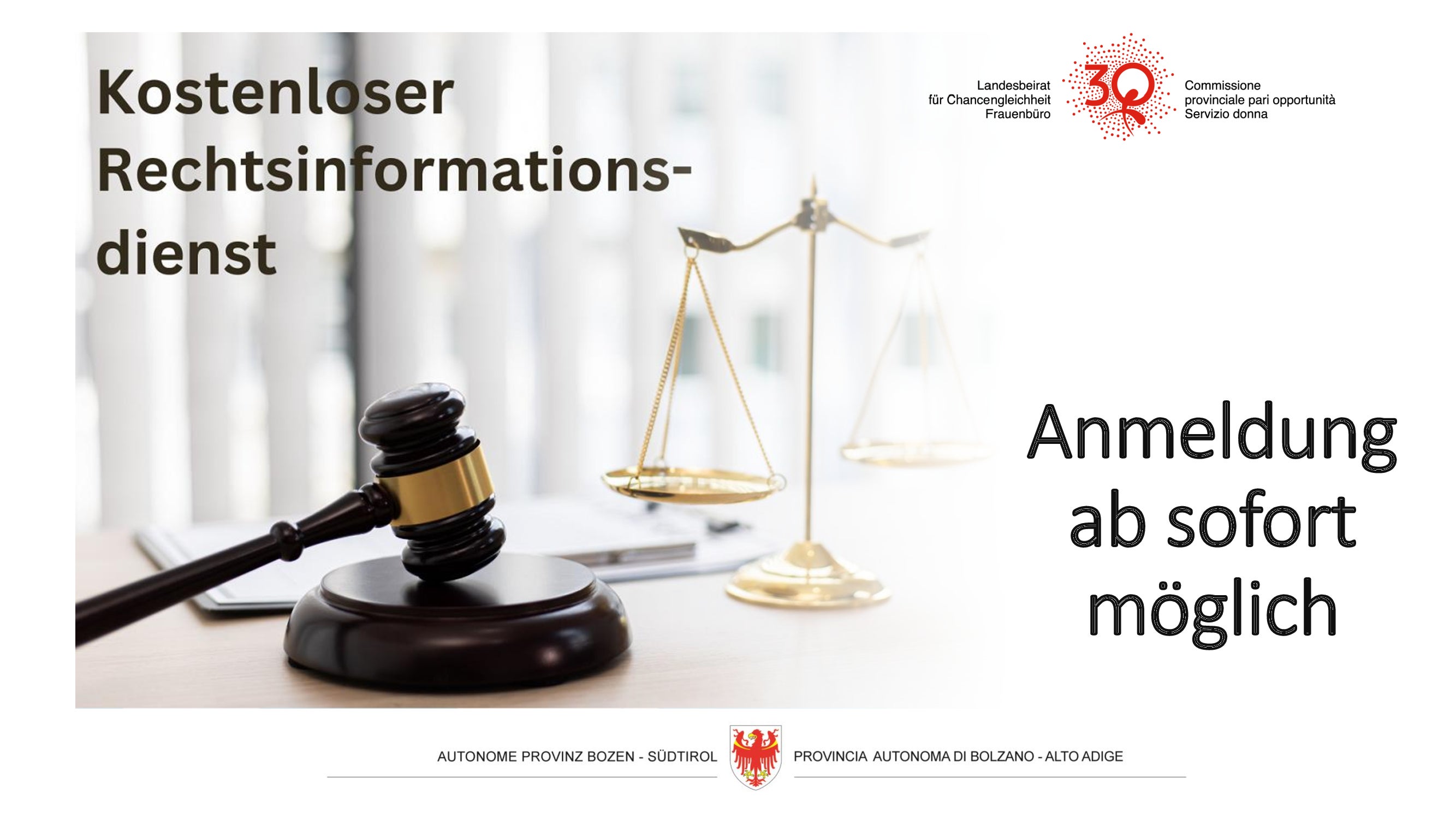 Anmeldung im Frauenbüro: 0471 414141