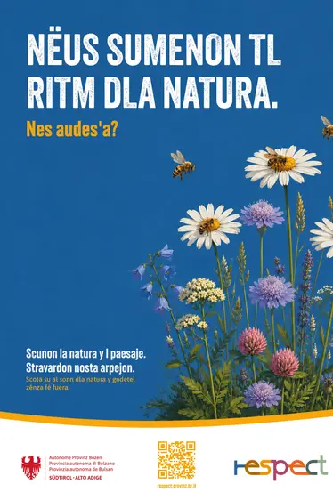 Nëus sumenon tl ritm dla natura. Nes audes'a? Scota su al sonn dla natura y godetel zënza fé fuera.