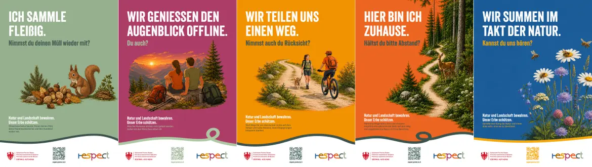 Die Key Visuals der Kampagne RESPECT Natur und Kultur Landschaft bewahren. Unser Erbe schützen. Die Key Visuals der Kampagne RESPECT Natur und Kultur Landschaft bewahren. Unser Erbe schützen.