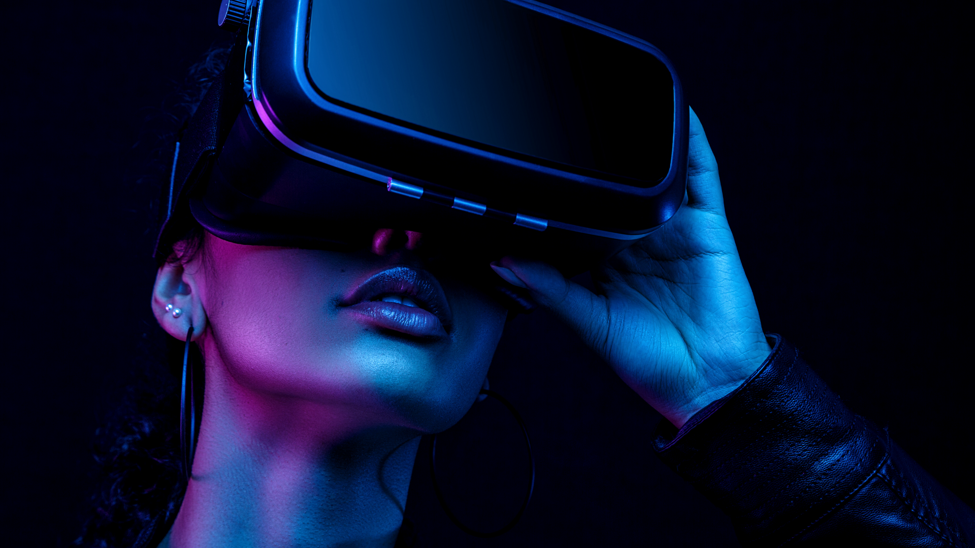 Woman wearing a VR headset