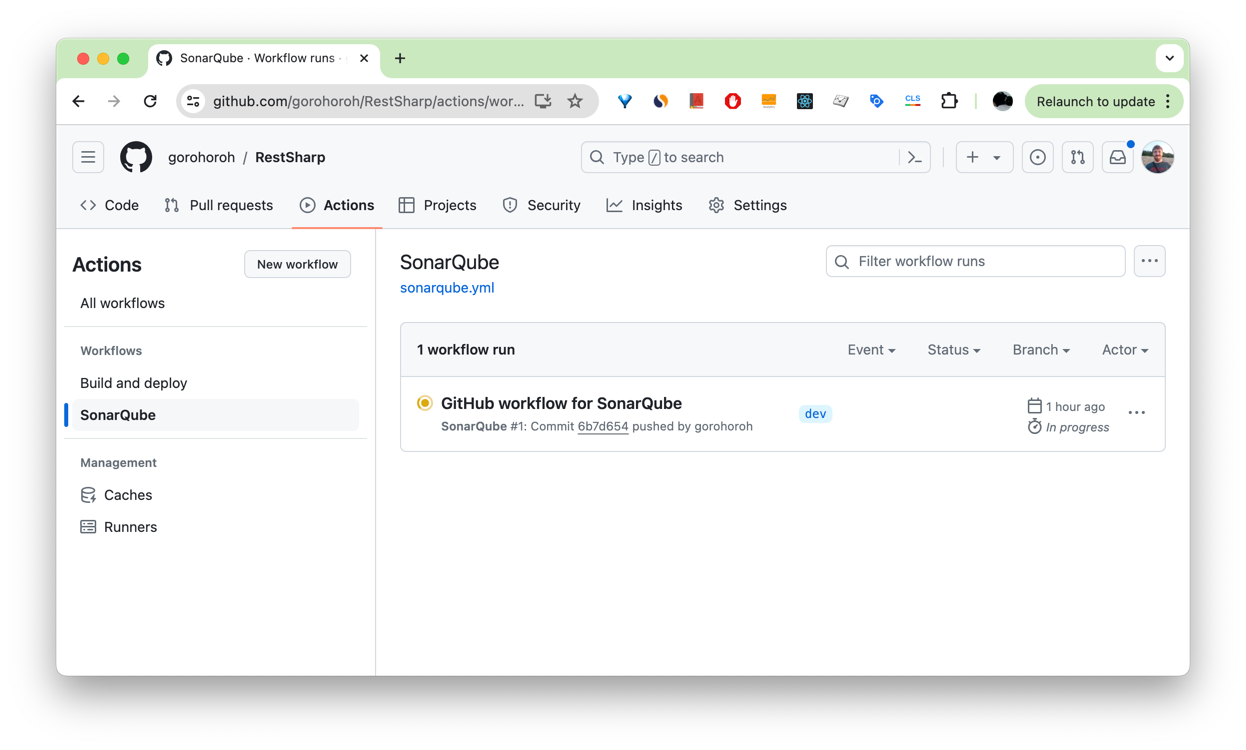 A SonarQube GitHub action