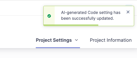 AI generated code setting has been updated