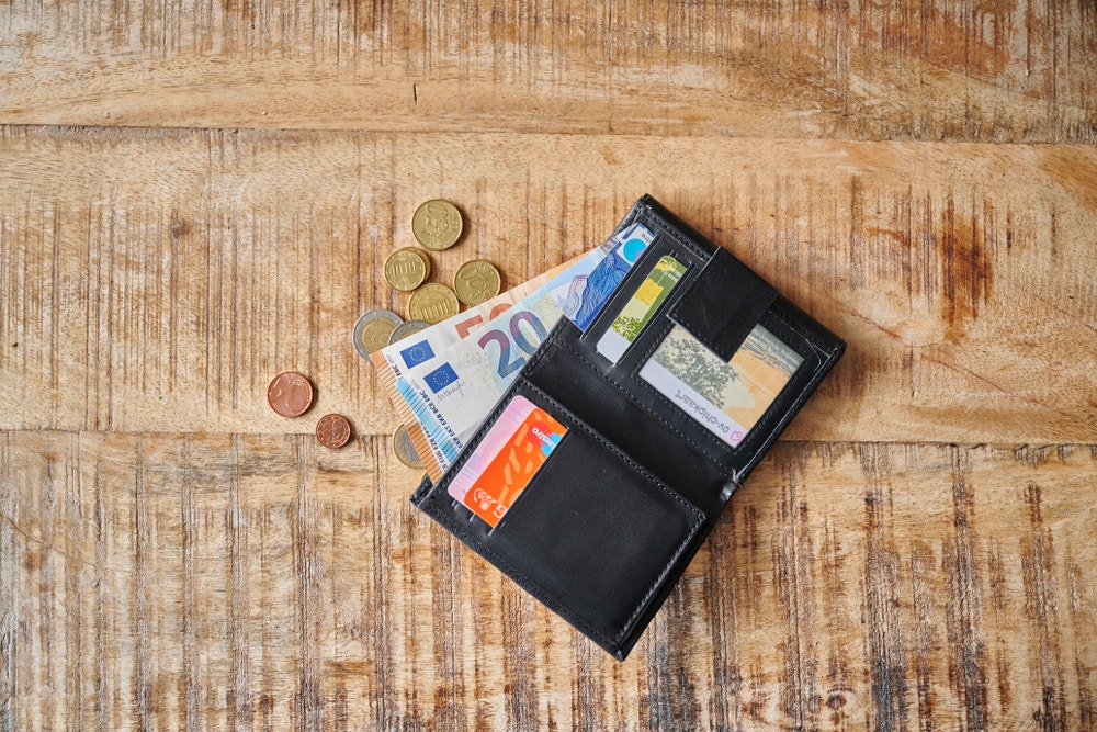 portemonnee met contant geld en pasjes
