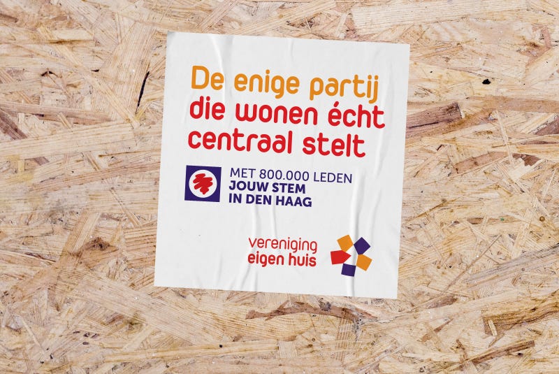 Poster met daarop een uiting over de verkiezingen in Den Haag