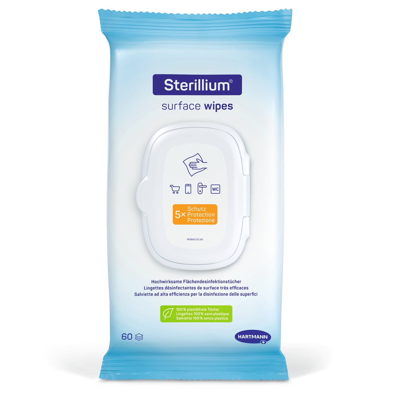 Sterillium surface wipes 60T front DE FR IT 981986 0824