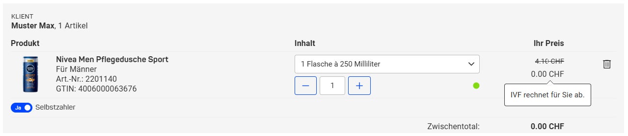 Warenkorb Non MiGeL Selbstzahler
