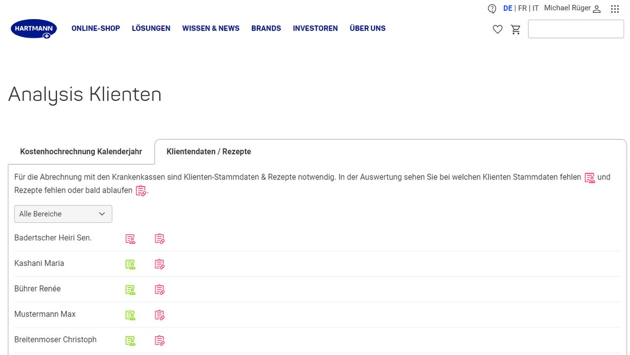 Klientendaten Rezepte