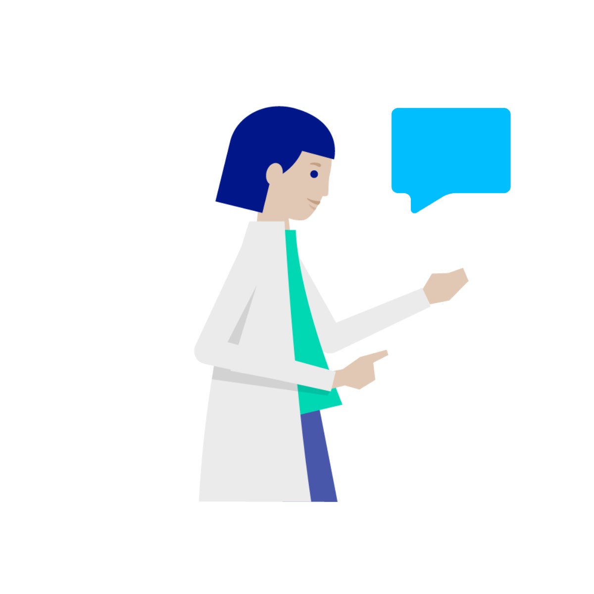 Illustration Apothekerin im Gespraech