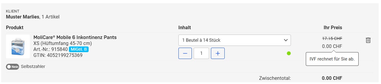 Warenkorb MiGel B Premium