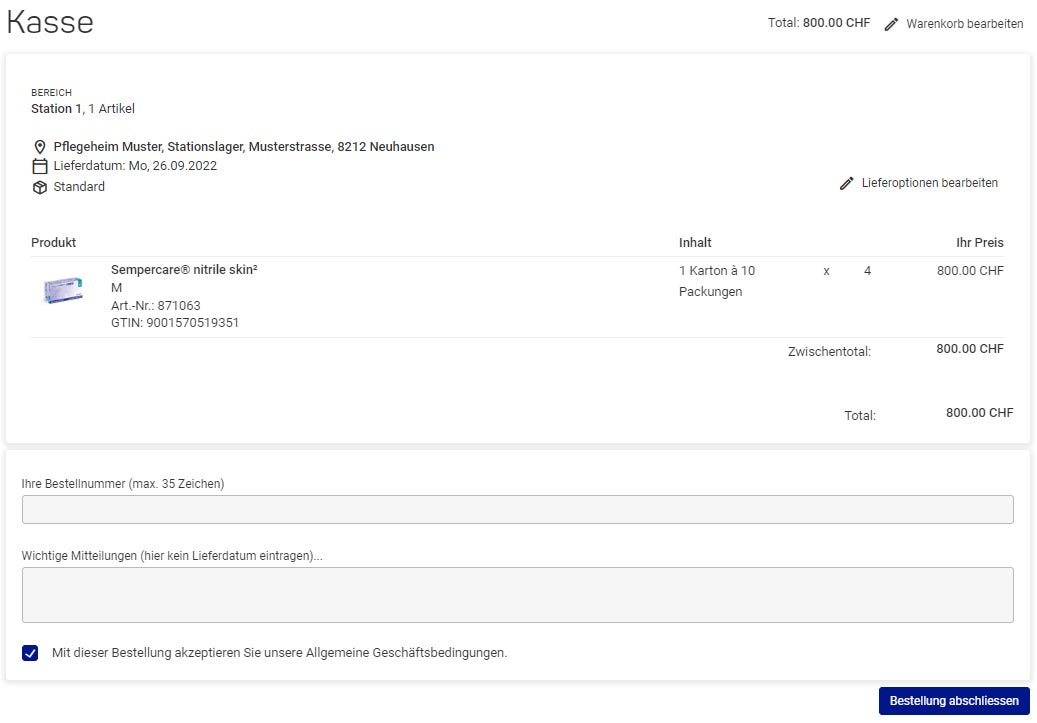 Warenkorb abschliessen