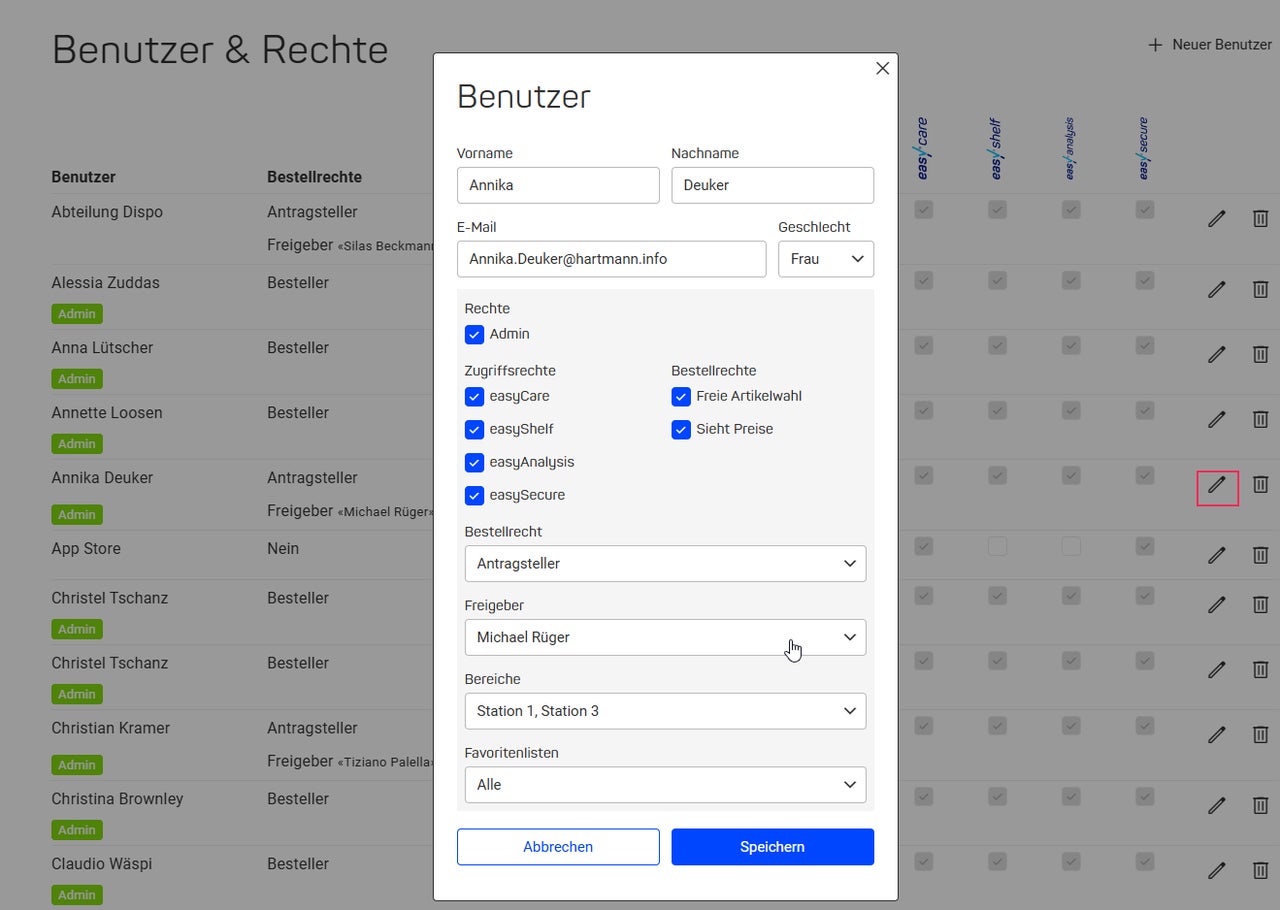 Benutzerrechte ändern