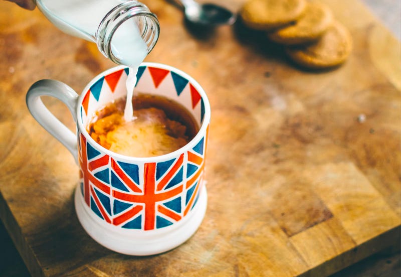 Mug of British tea with milk