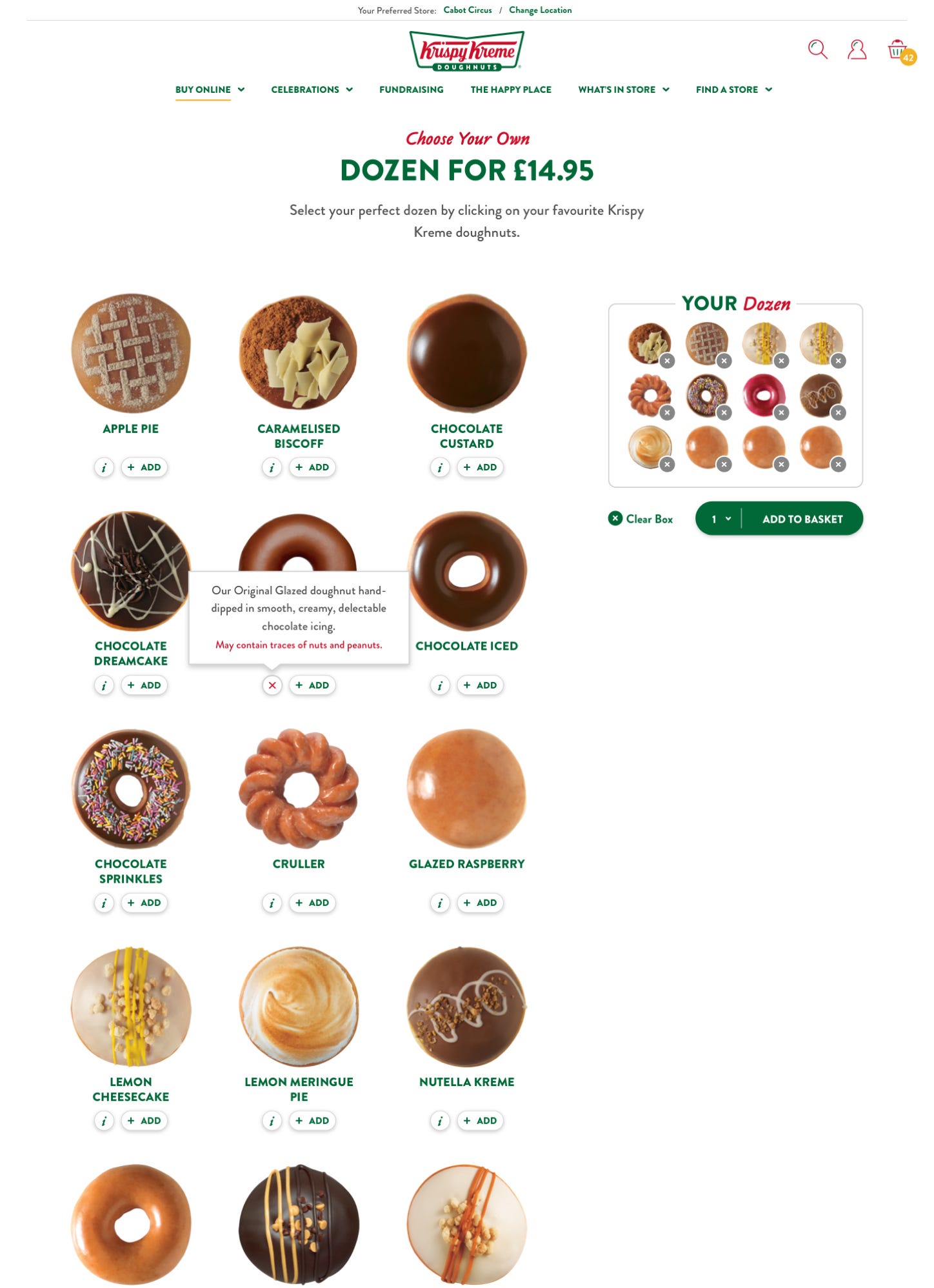 Krispy Kreme product listing page design