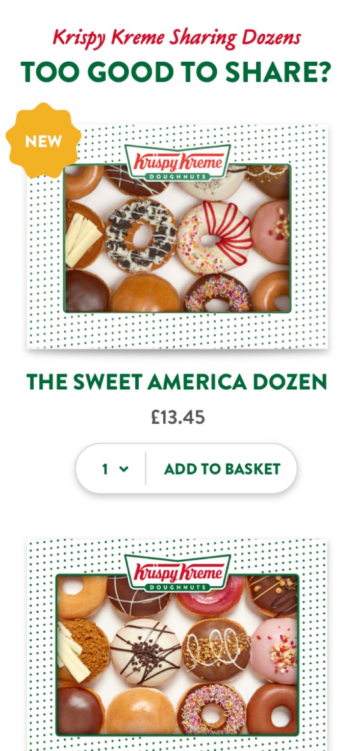 Krispy Kreme sharing dozens page design