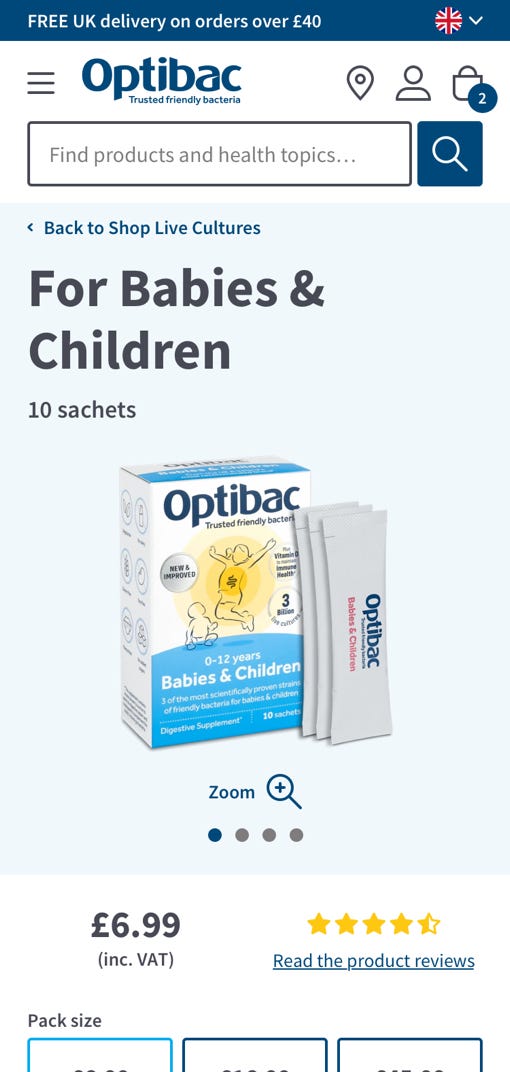 Optibac For Babies & Children page design