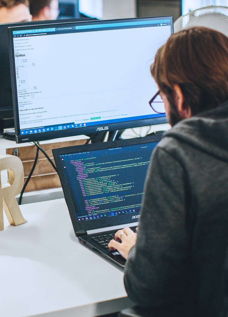 Developer coding at desk