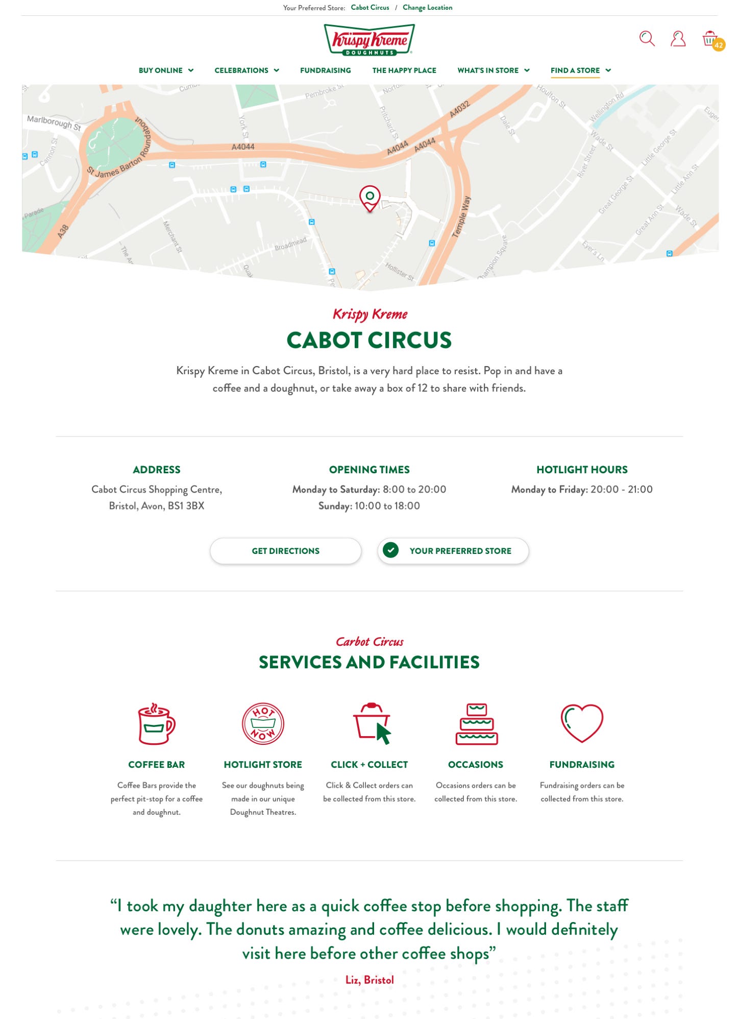 Krispy Kreme location page desktop design