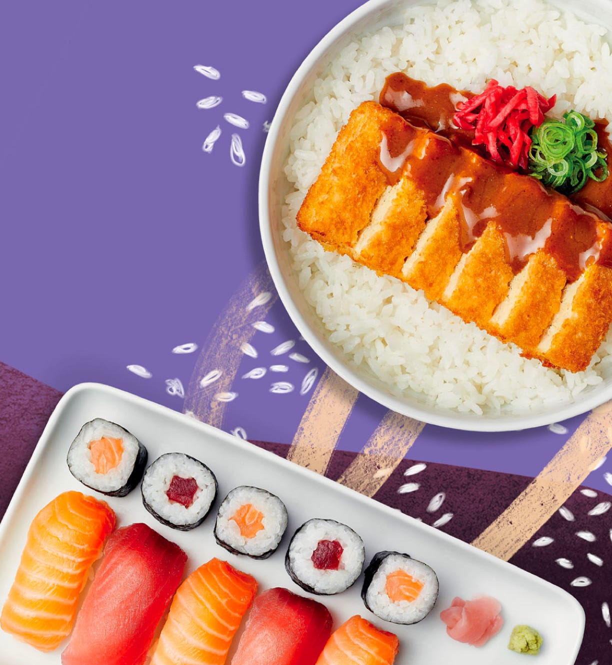YO! sushi and katsu dishes