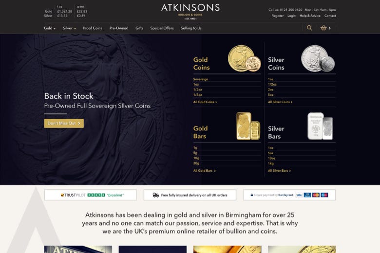 Atkinsons Bullion & Coins homepage