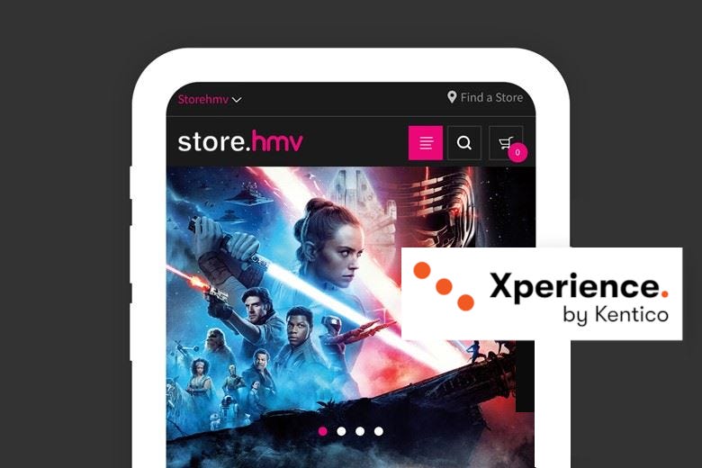 hmv ecommerce website powered by Kentico Xperience
