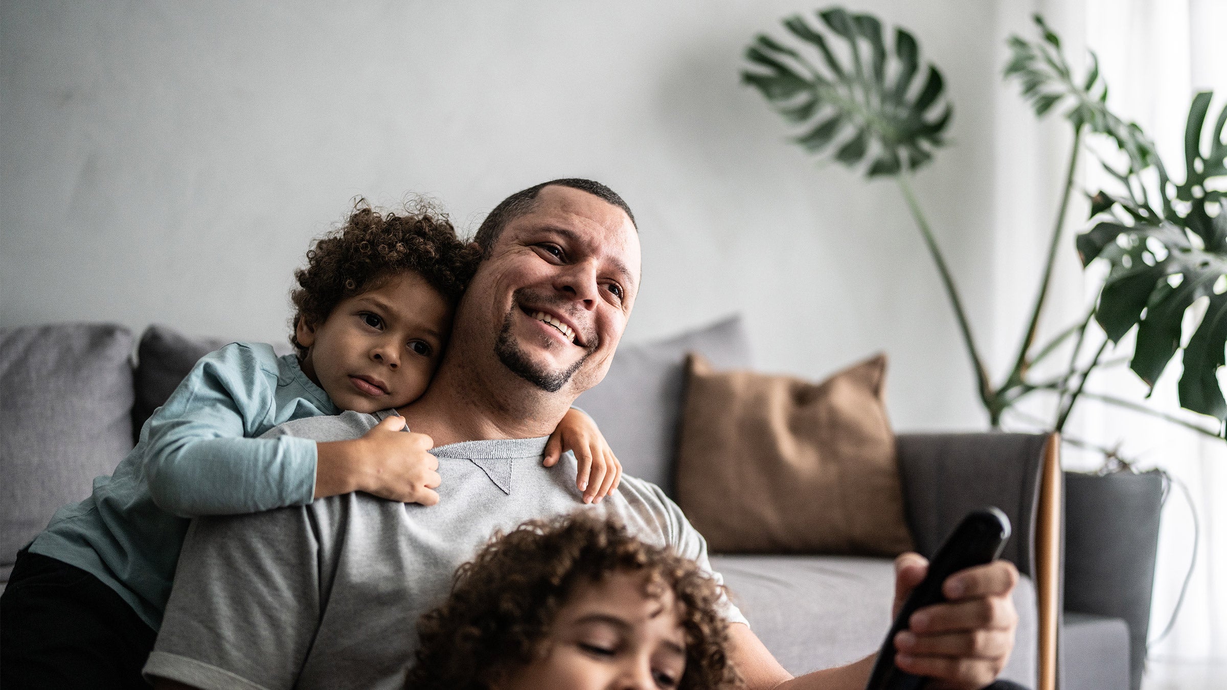 Man with his children relaxing