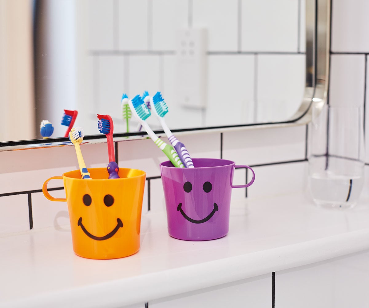 Colourful cups with smiley faces