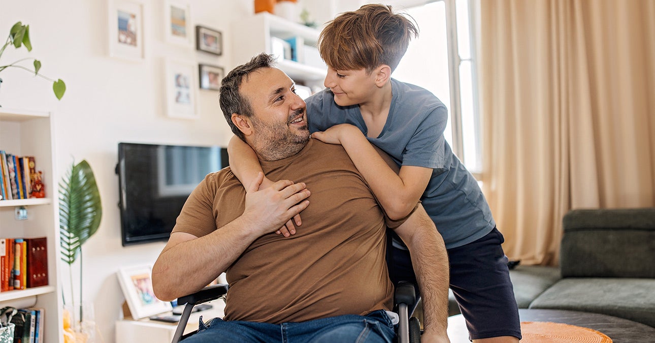 Father and son hugging