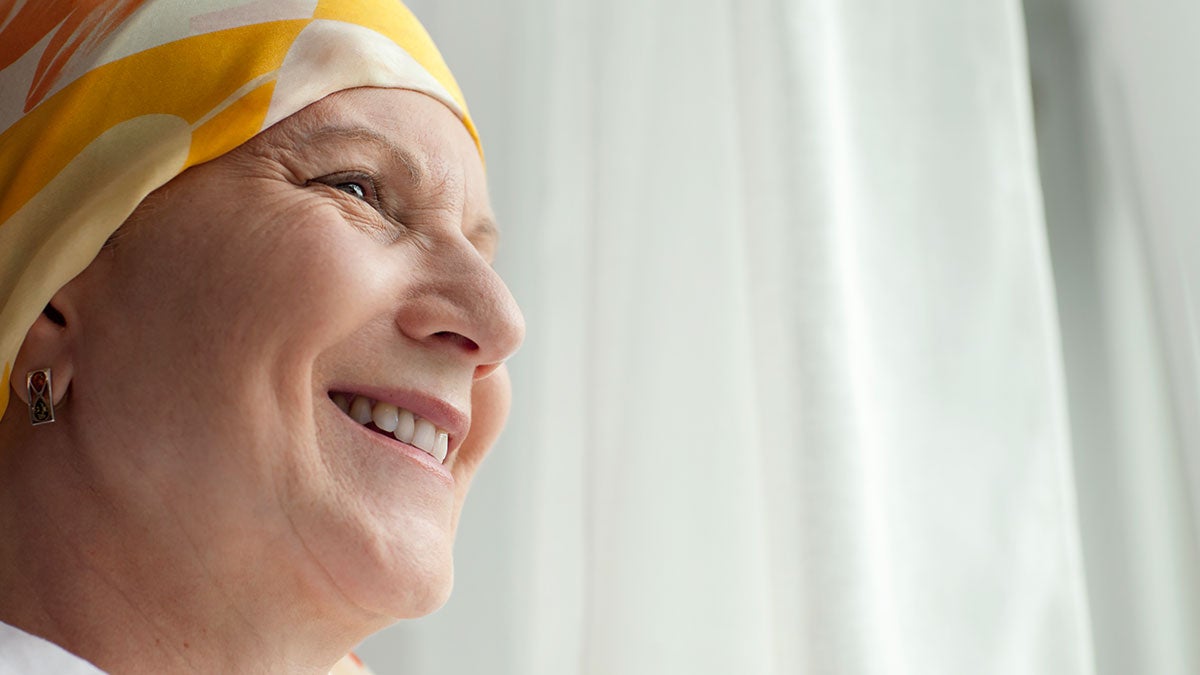 Reframe smiling cancer patient