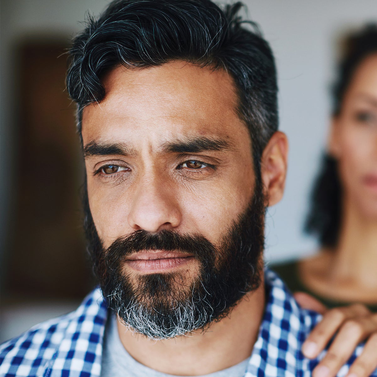 Bereavement, man looking into the distance.