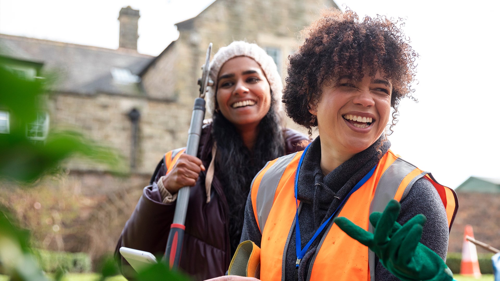 Employees giving back to community volunteering outdoors