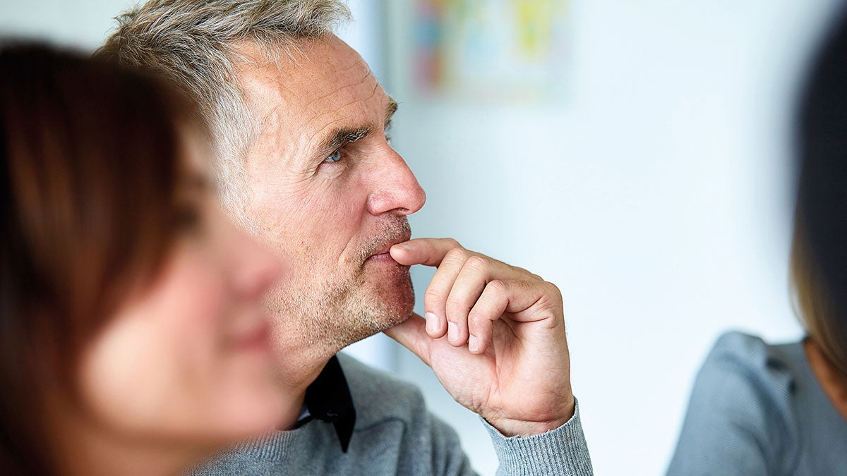 Employee listening about employee benefits