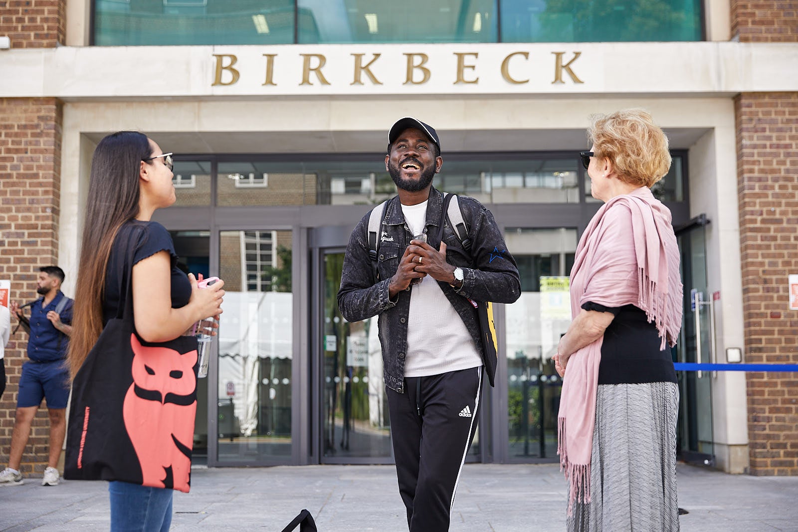 Birkbeck university students outside of the building