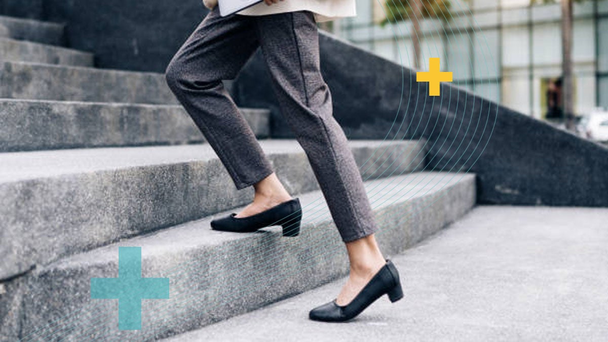 Mental health walking up the stairs