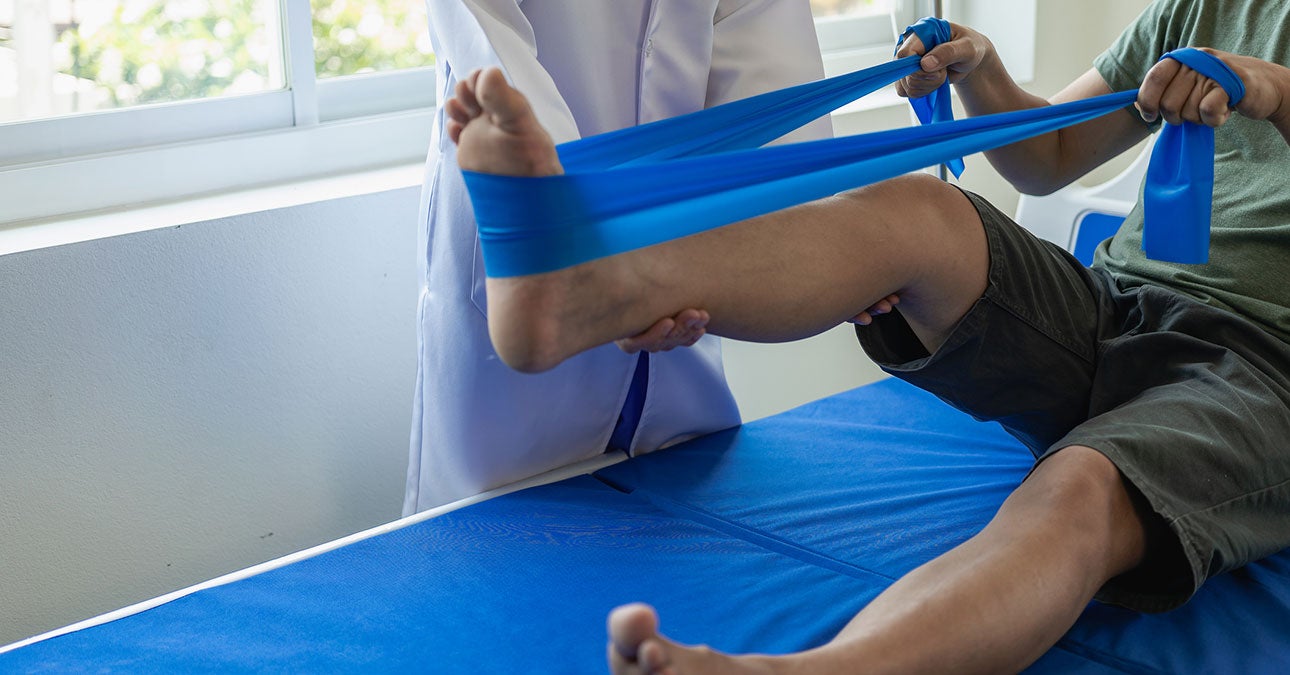 A person stretching his leg