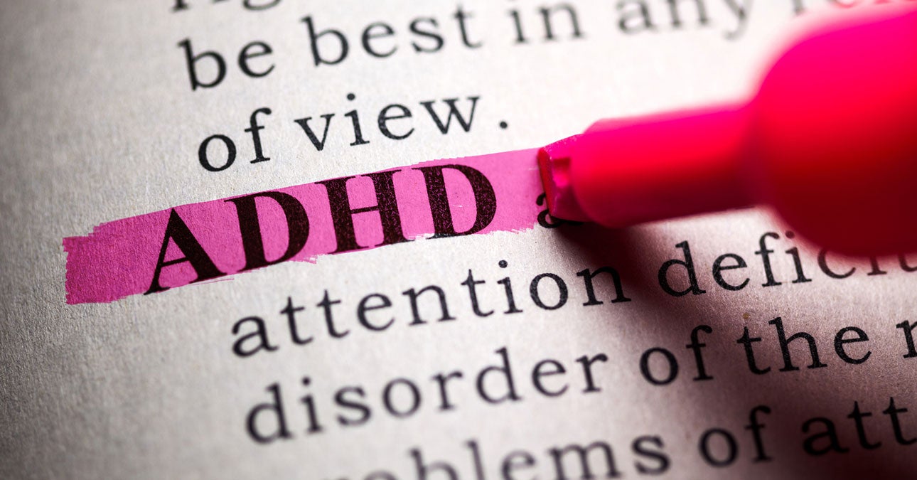 Highlighted text in pink reading ADHD 