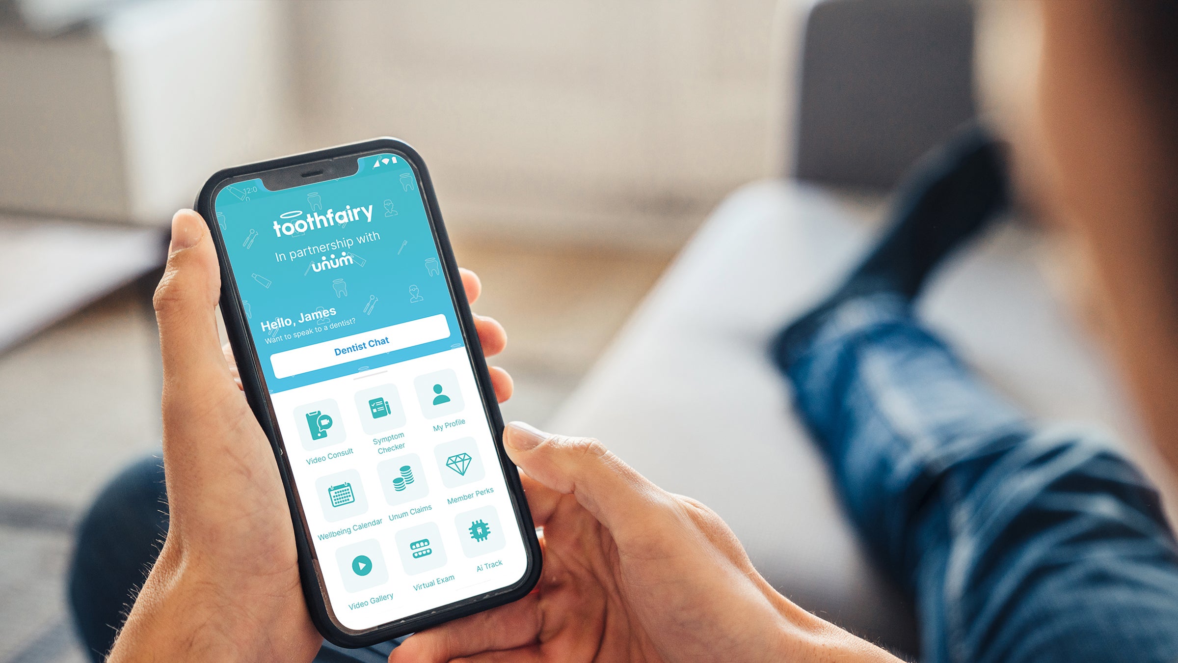 Toothfairy in partnership with Unum, app screen