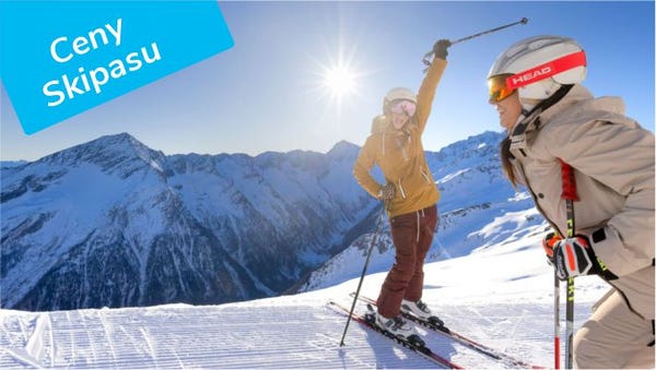 Two skiers celebrating on a Mölltal Glacier piste below the peaks of the Hohe Tauern, Ski pass prices label, © Kärnten Two skiers celebrating on a Mölltal Glacier piste below the peaks of the Hohe Tauern, Ski pass prices label, © Kärnten