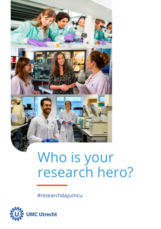 De voorkant van de research hero complimentenkaart