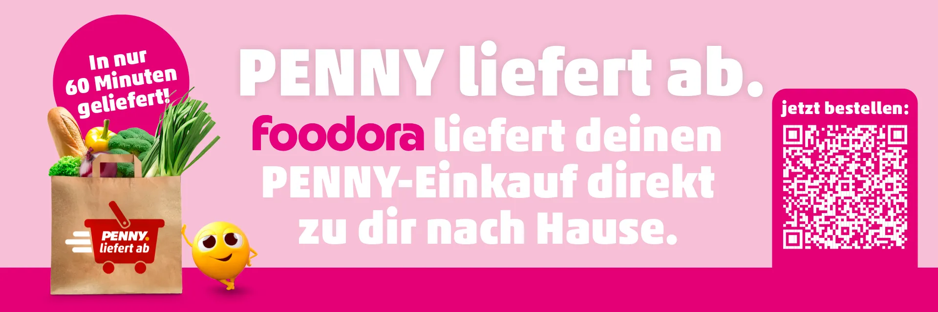 Foodora liefert deinen PENNY-Einkauf direkt zu dir nach Hause inkl. QR Code in die Foodora APP