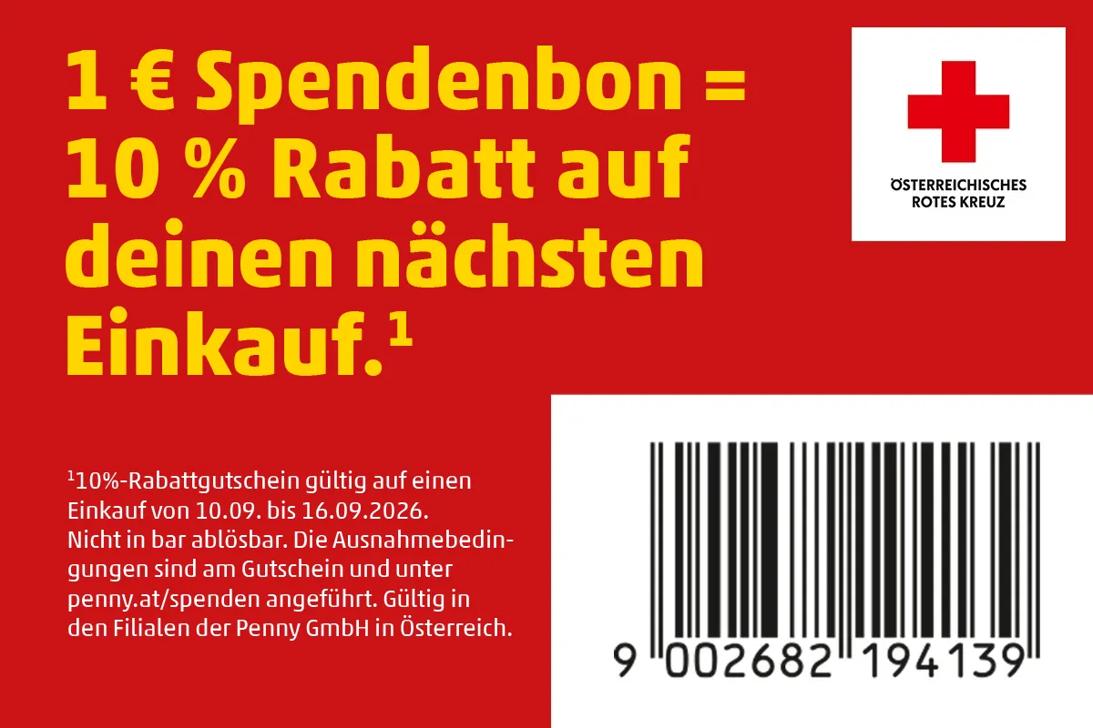1 € Spendenbon = 10 % Rabatt auf deinen nächsten Einkauf.