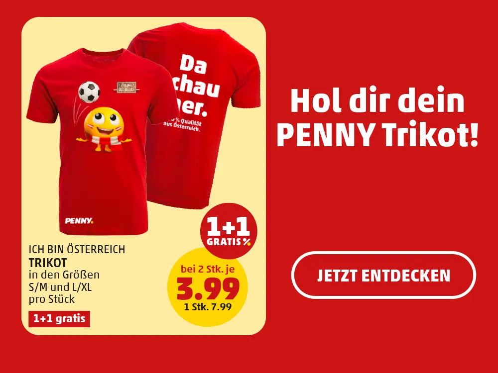 Hol dir dein PENNY Trikot: 1+1 Gratis für € 3.99 bei 2 Stück
