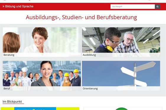 Neue Webseite für die Ausbildungs-, Studien- und Berufsberatung