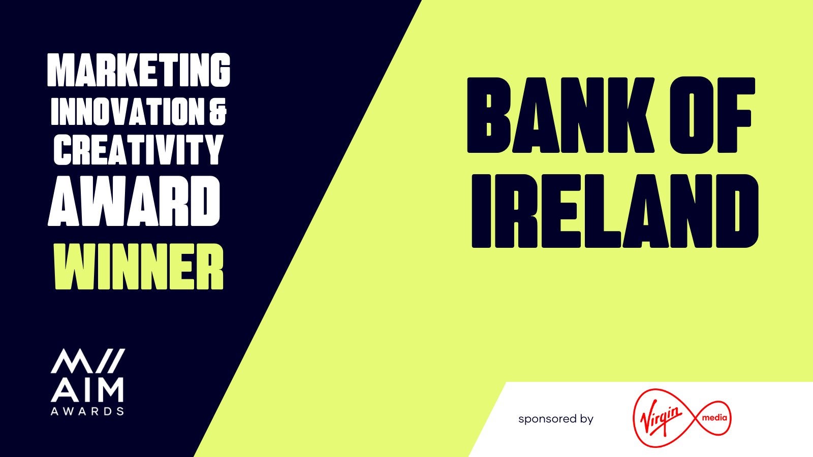 Bank of Ireland Social media asset for winning the marketing innovation and creativity award at the all Ireland marketing awards