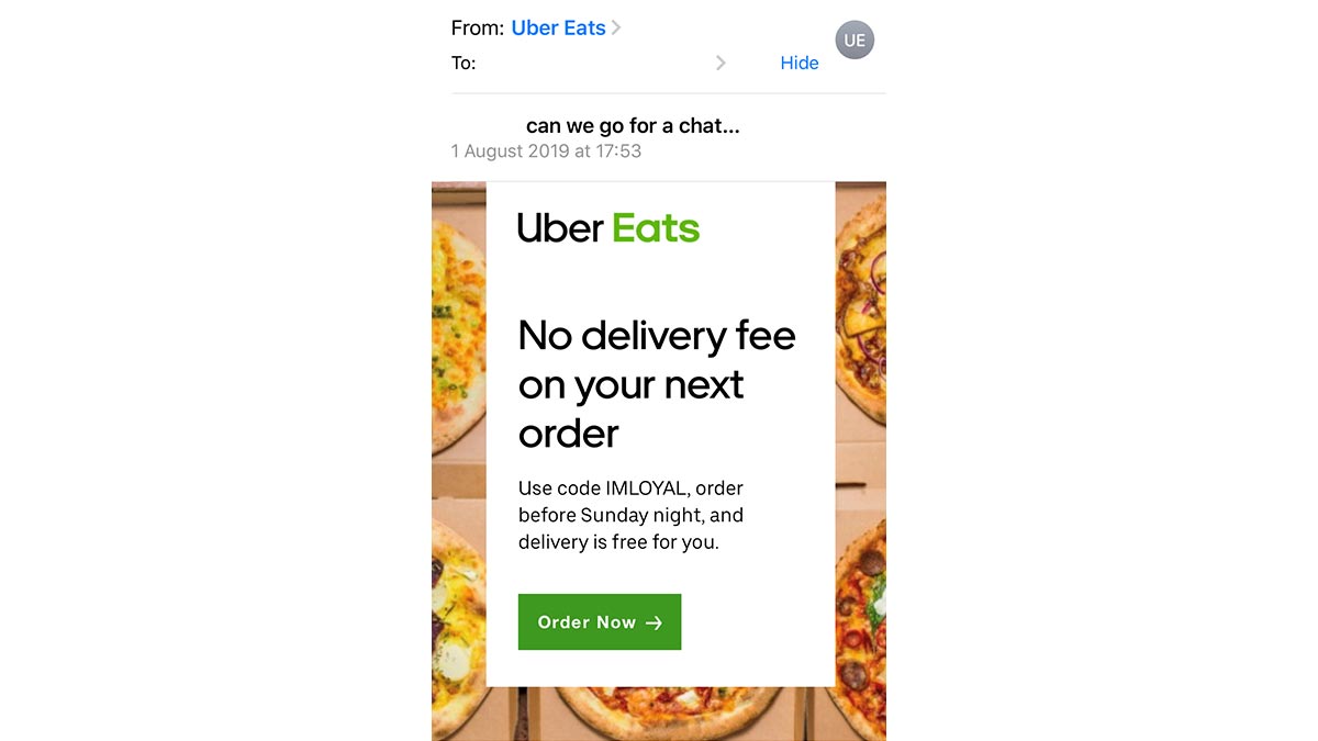 Uber Eats email