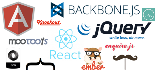 logos of different JavaScript frameworks