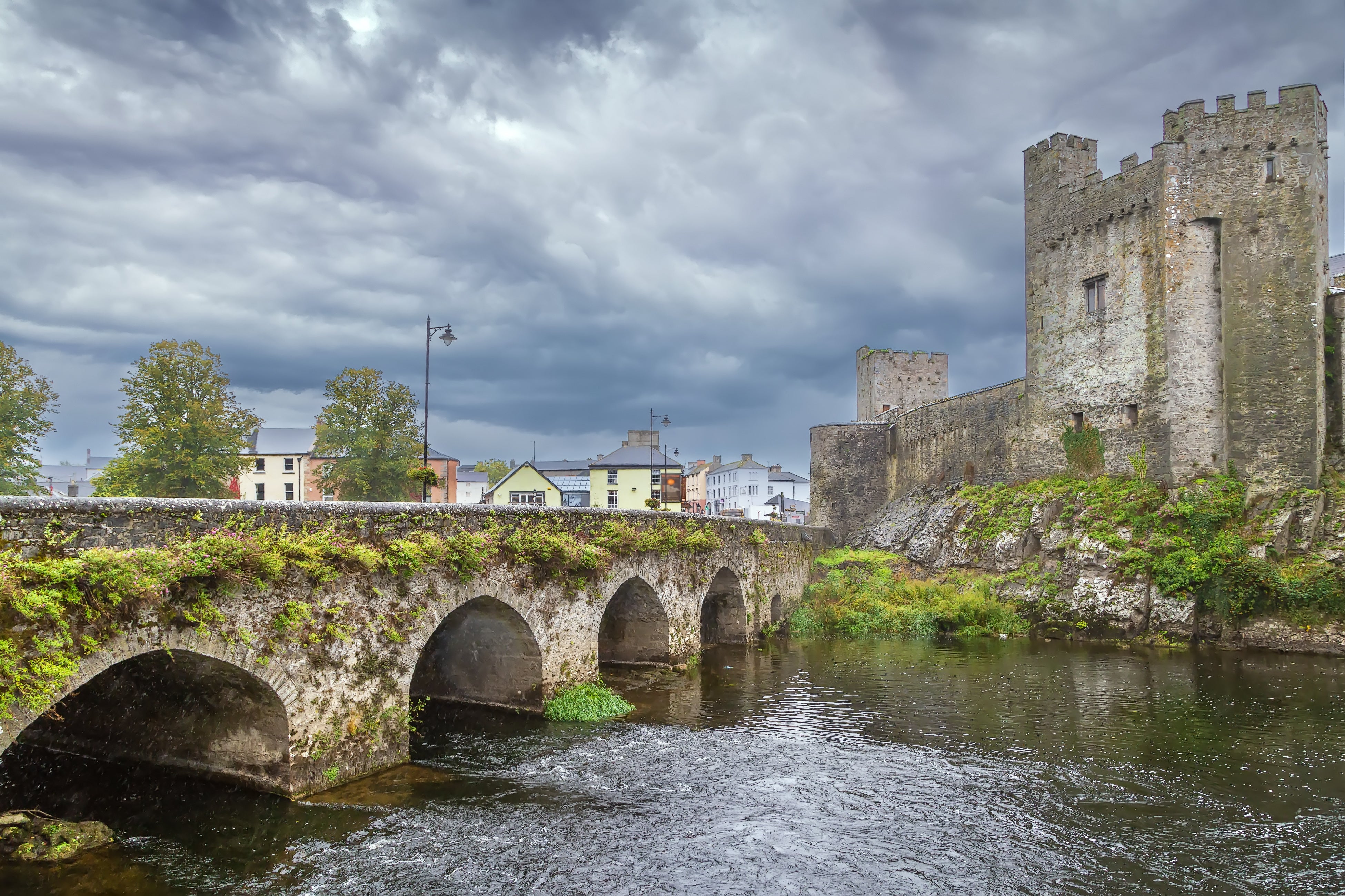Bridge over a river with castle