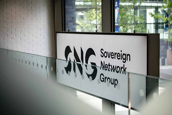 SNG logo signage at The Hive