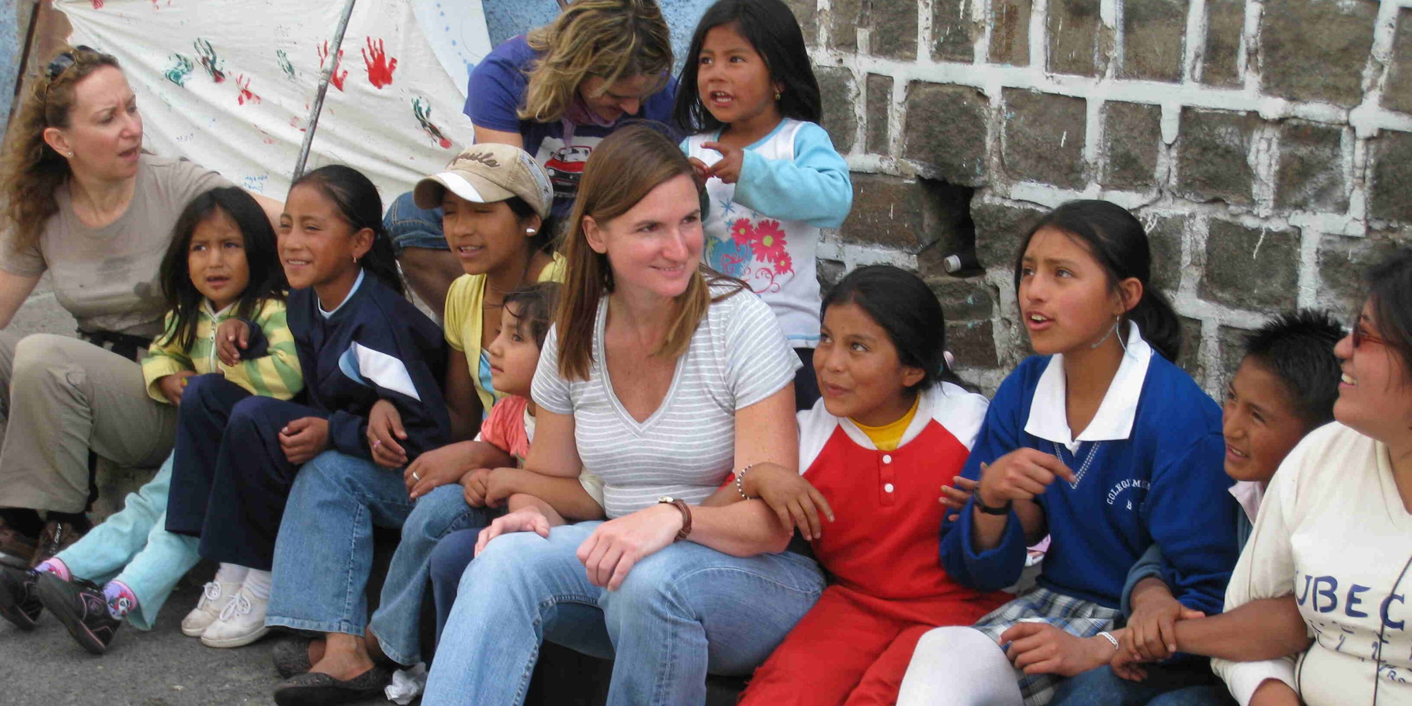 Tania in Ecuador, working with ViaNinos, which fundraises to support the local children and help them get an education.