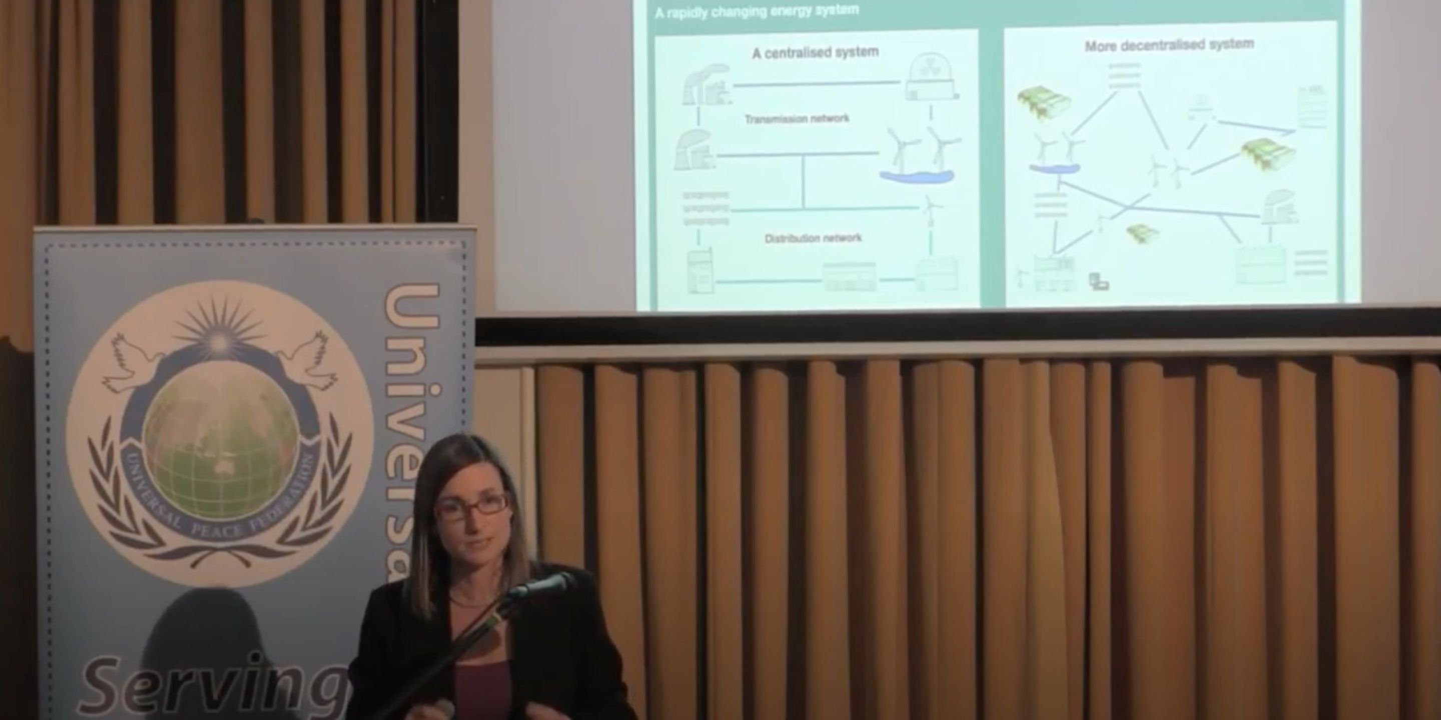 Tania speaking at a UN World Environment Day about "Renewable Energy, Storage, and Distributed Energy Systems" in 2017.