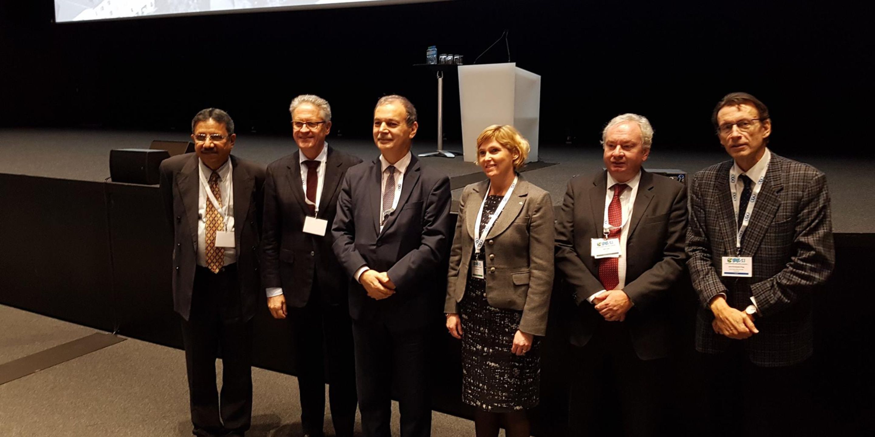 Trude with other keynote speakers at the GHGT conference in Lausanne, Switzerland.